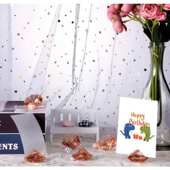 24 Pack Rose Gold Place Card Table Number Holder Diamond Acrylic Crystal Stands - Picture 4 of 4